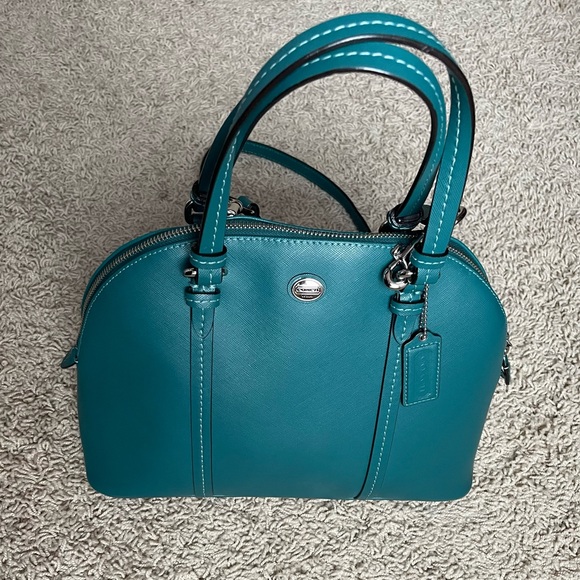 Coach Peyton Teal Green Leather Bag - Picture 2 of 10